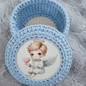 Pudełko dekoracyjne handmade – oprawa z makramy